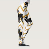 Leggings Cerf noir, motif de texture or. (Droite)