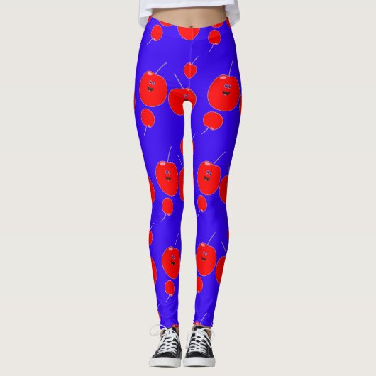 Leggings Cerise Cute Et Motif Bleu (Devant)