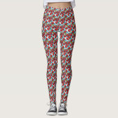 Leggings Cerise mignonne et Motif bleu plaid (Devant)