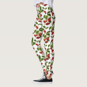 Leggings Cerises botaniques vintages Imprimer en blanc (Gauche)