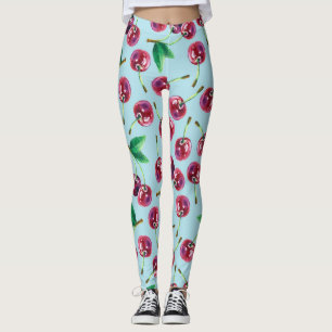 Leggings Cerises d'aquarelle modernes : Motif de baies jute