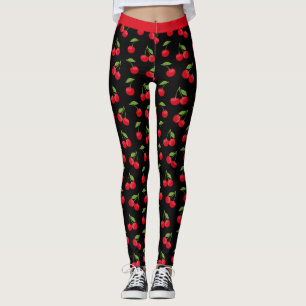 Leggings Cerises rouges à motifs rouge et noir