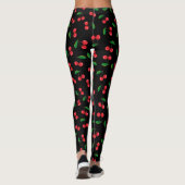 Leggings Cerises rouges d'été sur le fruit noir (Dos)
