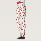 Leggings Cerises rouges juteuses rouge et blanc à motifs (Gauche)