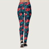 Leggings Cerises rouges sur bleu foncé (Dos)