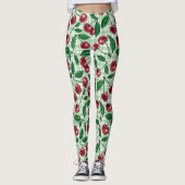 Leggings Cerises rouges sur en vichy vert clair (Devant)