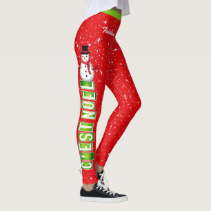 Leggings C'EST NOEL Snowman Noël avec votre nom sur RED