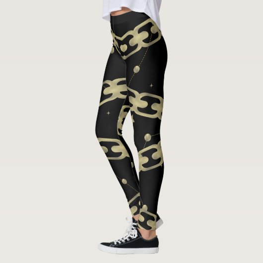 Leggings Chaîne d'or Faux Gold Constellation Stars Lune (Gauche)