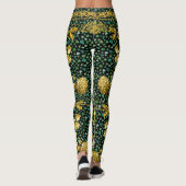 Leggings Chaîne d'or Shamrock floral noir (Dos)