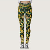Leggings Chaîne d'or Shamrock floral noir (Devant)