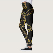 Leggings Chaîne dorée transparente, motif élégante. (Gauche)