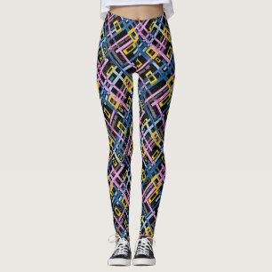 Leggings Chaîne rectangulaire de couleurs vives géométrique