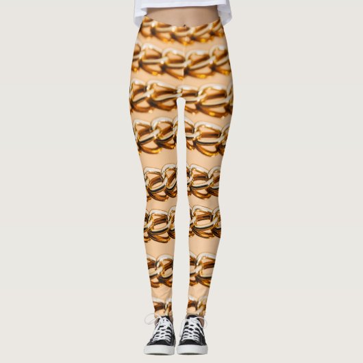 Leggings Chaînes d'or : Réflexe Luxe sans couture (Devant)