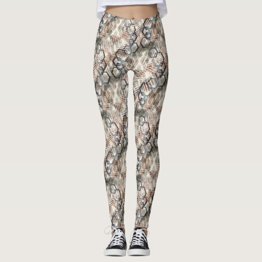 Leggings Chaînes sur feuilles de palmiers. (Devant)