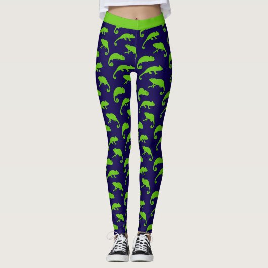 Leggings Chameleon Vert et Bleu Motif (Devant)