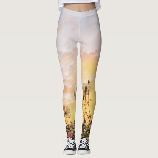 Leggings champ avec des fleurs (Devant)