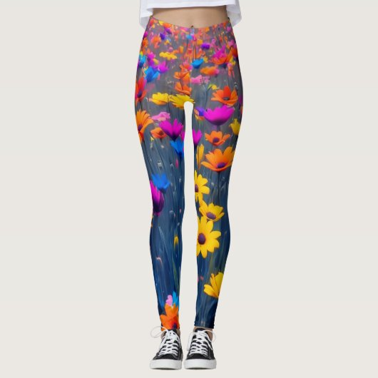 Leggings Champ Coloré De Fleurs (Devant)