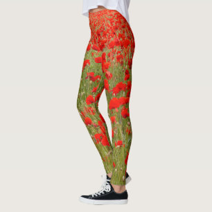 Leggings Champ de fleurs coquelicot cravate