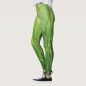 Leggings Champ d'orge verte, closeup de printemps. (Gauche)