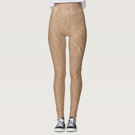 Leggings Champagne Cuir Surface Minimaliste Chic Vegan (Devant)