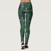 Leggings Champignon vert sur roche grise blanche ou tronc d (Dos)