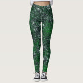 Leggings Champignon vert sur roche grise blanche ou tronc d (Devant)