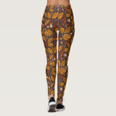Leggings Champignons forestiers et flore d'automne sur brun (Dos)