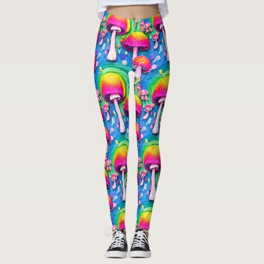 Leggings Champignons mignons colorés Motif sans joint (Devant)