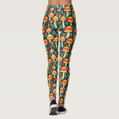 Leggings Champignons rétro en orange et bleu (Dos)