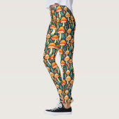 Leggings Champignons rétro en orange et bleu (Gauche)