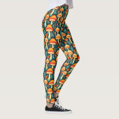 Leggings Champignons rétro en orange et bleu (Droite)