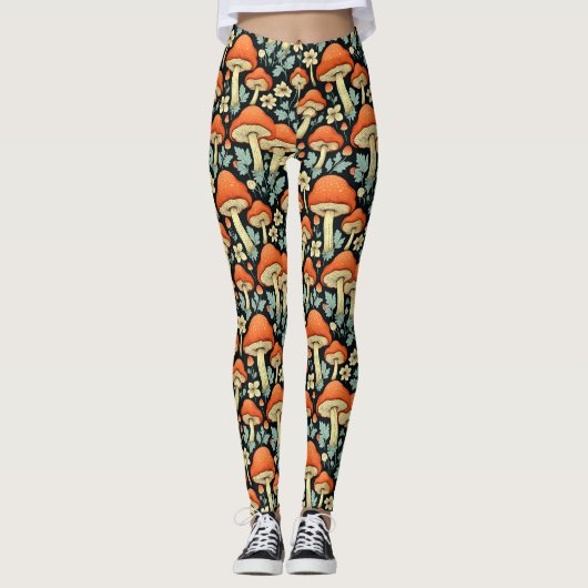 Leggings Champignons rétro Fleurs Vintages Impossible (Devant)