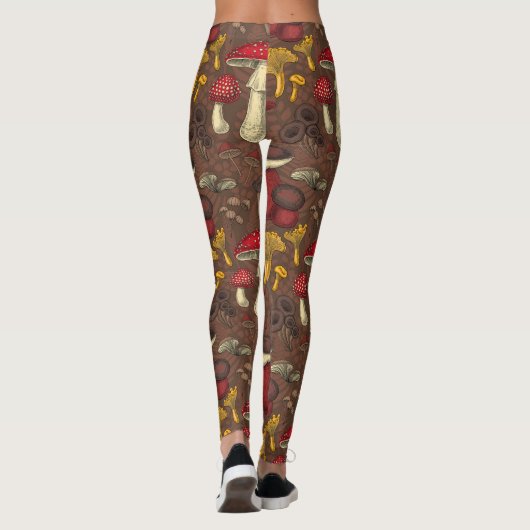 Leggings Champignons sauvages sur brun (Dos)