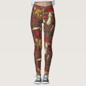 Leggings Champignons sauvages sur brun (Devant)
