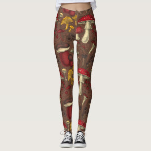 Leggings Champignons sauvages sur brun