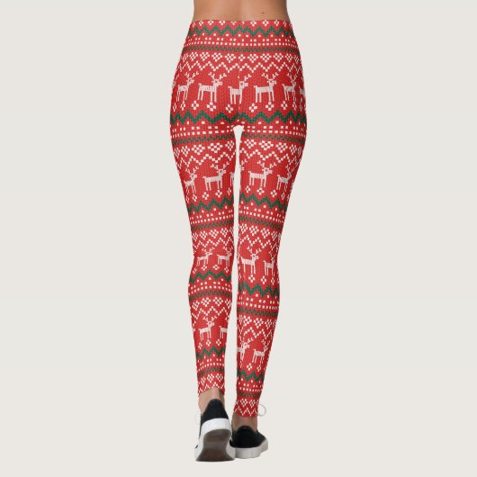 Leggings Chandail de Noël moche de cerf (Dos)