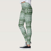 Leggings Chandail Festif et cosy Green/White Snowflake (Gauche)