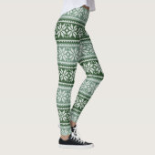 Leggings Chandail Festif et cosy Green/White Snowflake (Droite)