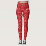 Leggings Chandail moche de vacances rouge et blanc<br><div class="desc">Profitez de votre chandail moche et fêtez la saison de Noël avec ce design humoristique composé de rennes,  de pins et de flocons de neige. Happy Holidays et les illustrations créent une texture amusante et en tissu comme votre mode préférée,  saisonnière.</div>