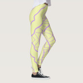Leggings Chaos Abstrait Jaune avec lignes violettes ondulée (Droite)