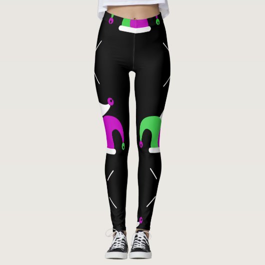 Leggings Chapeau de Bouffon de Mardi Gras (Devant)