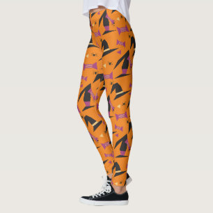 Leggings Chapeau de Sorcière d'Halloween Bonbon Araignée Or