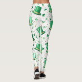 Leggings Chapeaux et trèfles blancs en or vert de luxe (Dos)