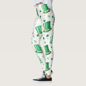 Leggings Chapeaux et trèfles blancs en or vert de luxe (Gauche)