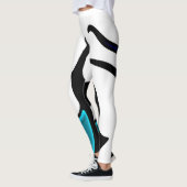 Leggings Charge de profondeur : noir, blanc et bleu Abstrai (Gauche)