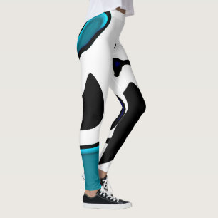 Leggings Charge de profondeur : noir, blanc et bleu Abstrai