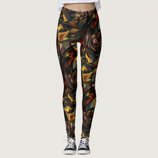 Leggings Charmante texture grainée, gaufrée vert doré (Devant)