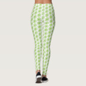 Leggings Chartreuse Green Daisy Print, Hippie Flower Print (Dos)