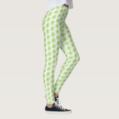 Leggings Chartreuse Green Daisy Print, Hippie Flower Print (Droite)