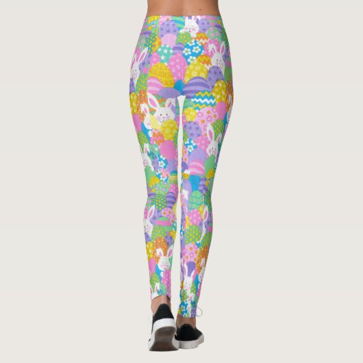 Leggings Chasse aux oeufs de lapin de Pâques Patchwork past (Dos)